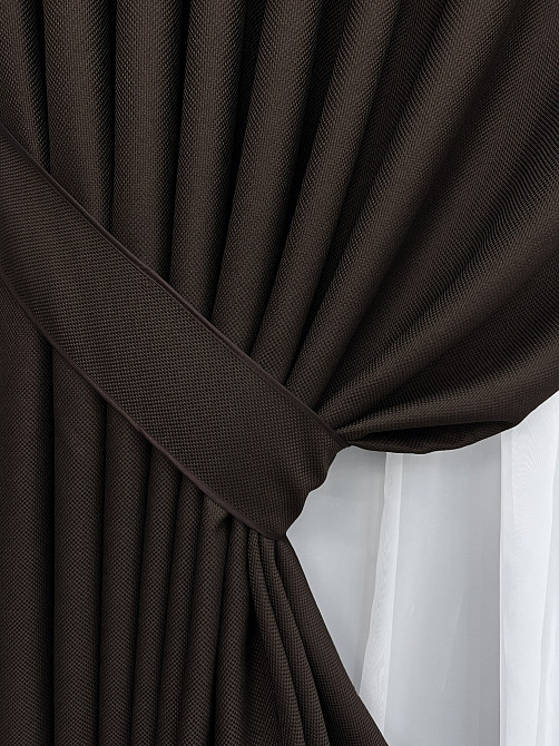 Комплект готовых штор VR-Textil Лен-блэкаут № 1180ш Венге 100х270см 2 шт (31-450) Киев - изображение 13