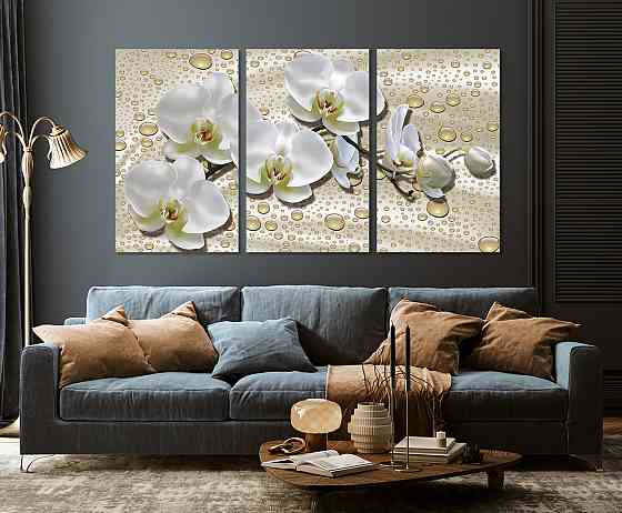 Модульная картина в гостиную / спальню   Біла Орхідея    ART-035_3A Киев