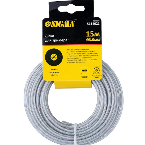 Ліска для тримера d3,0мм 15м зріз/круг з алюмінієвим кордом SIGMA Житомир - фото 2