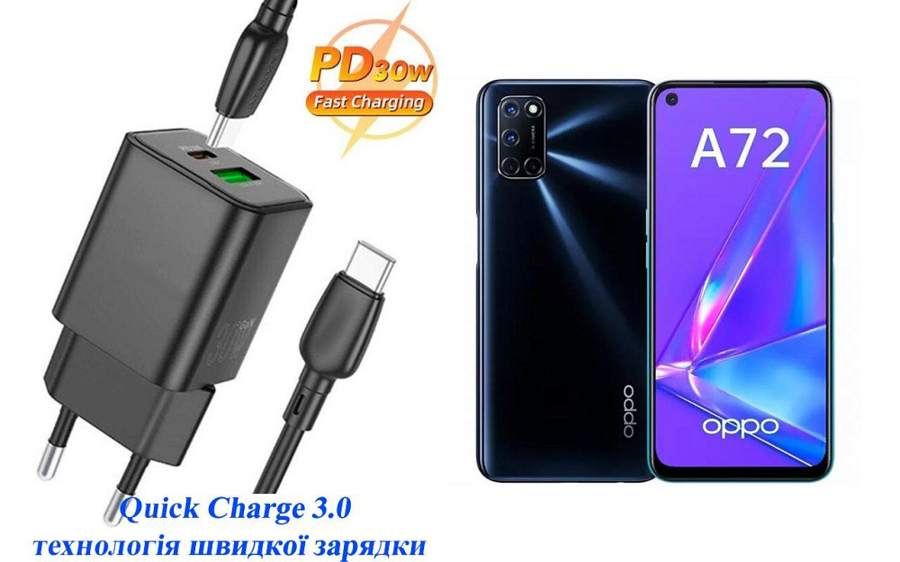 Зарядний пристрій Dual Port 30W для смартфона Oppo A72 Київ - фото 1