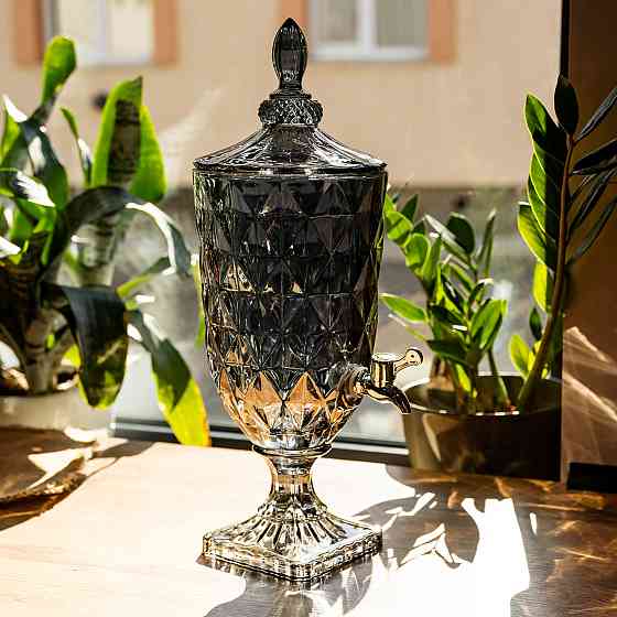 Лимонадниця з краном скляна 3 л диспенсер для напоїв лимонадник із краном Сірий HP-19-305 Коломия