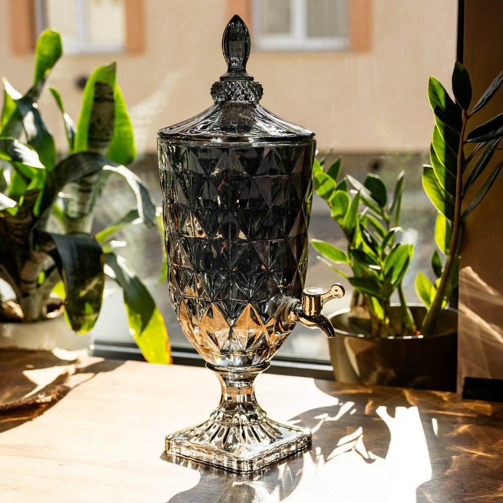 Лимонадниця з краном скляна 3 л диспенсер для напоїв лимонадник із краном Сірий HP-19-305 Коломия - фото 4