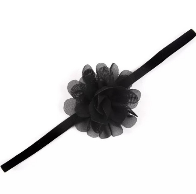 Детская повязка на голову с шифоновым цветком one size черный Киев - изображение 2