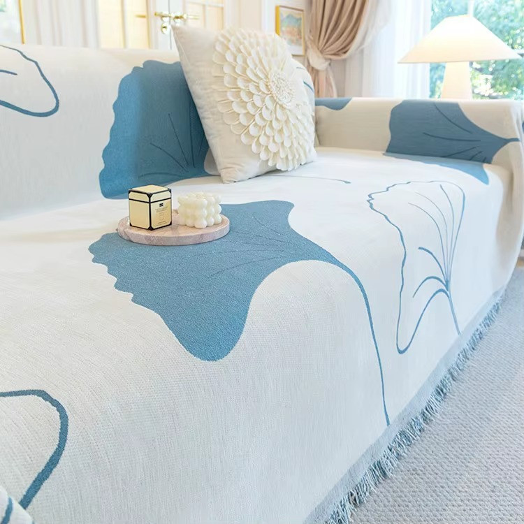 Плед покрывало на диван или кровать,чехол накидка 180х230 см для мягкой мебели синий с белым Каменец-Подольский - изображение 1