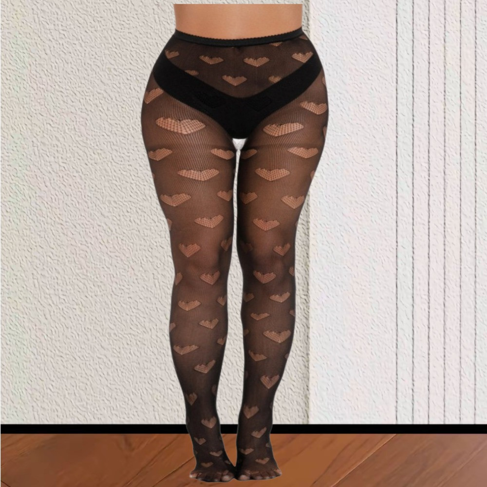 Колготки сітка з візерунком сердечка жіночі one size чорний Київ - фото 8