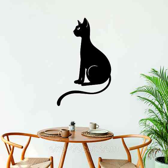 Декоративное настенное 3D Панно «Кот» Декор на стену с объемом 90*55 см, Черный Киев