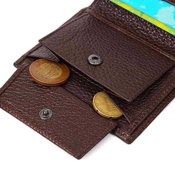 Стильный мужской бумажник небольшого размера из натуральной кожи Коричневый (BOND) Киев