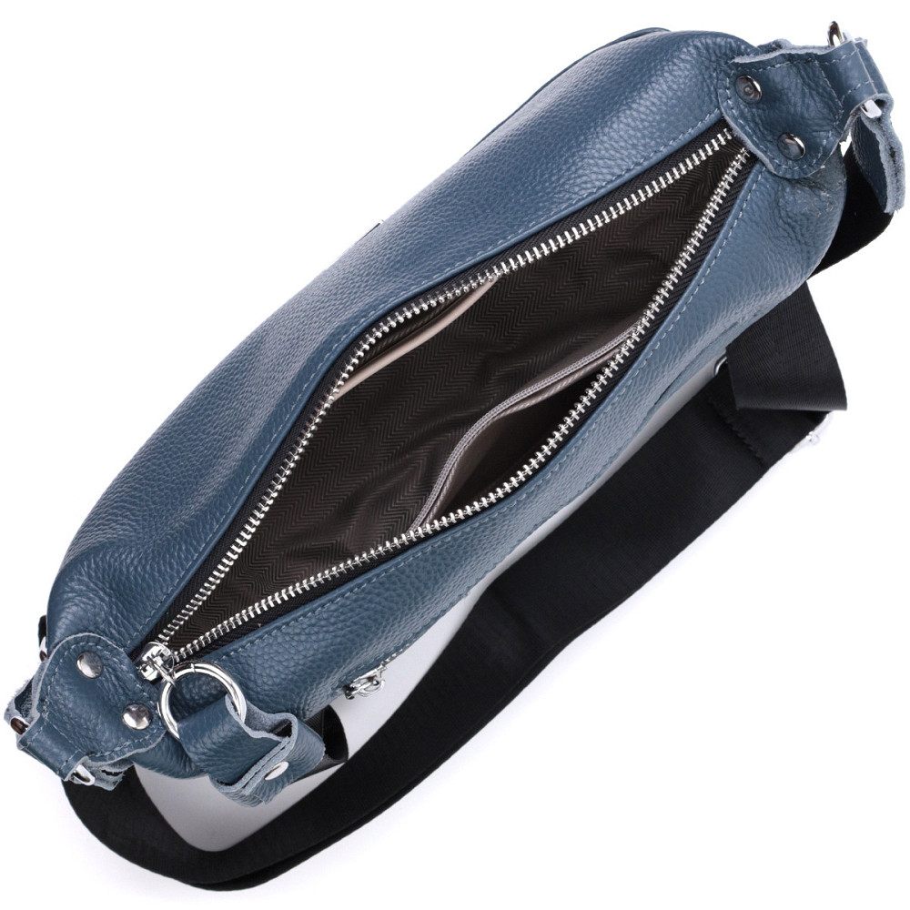 Сумка для женщин через плечо с необычным бегунком брелком из натуральной кожи Vintage 22617 Синяя Киев - изображение 9