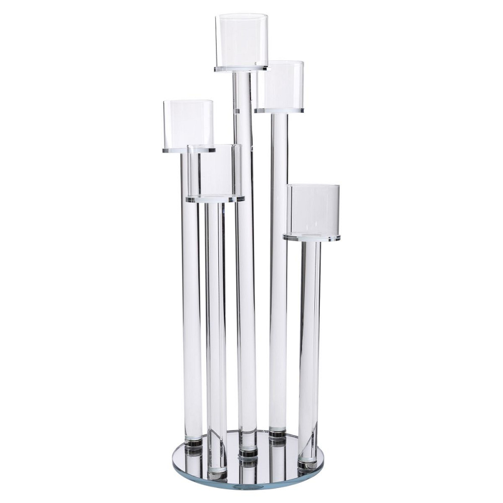 Yiwu Підсвічник скляний на 5 свічок 20×56.5 см підсвічник декоративний прозорий на ніжці HP-4-1 Коломия - фото 3