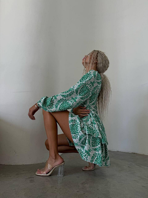 Женское стильное повседневное летнее платье софт принт Зеленый, 44/46 Одесса - изображение 7