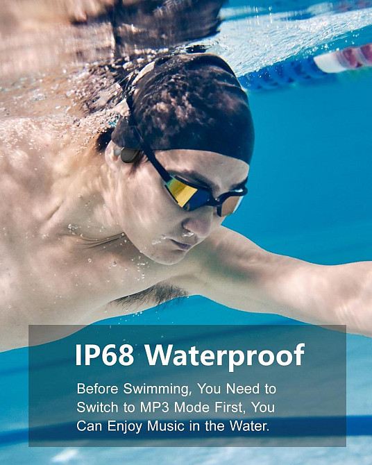 Костные наушники для плавания водонепроницаемые Open Ear IPX8 с MP3 32GB, Bluetooth, спортивные открытого типа Киев - изображение 6