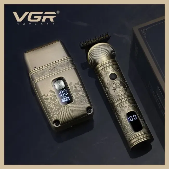 Машинка для стрижки волос и бороды VGR V 649 4 насадки для длины, для бороды и усов, LED дисплей Киев - изображение 3