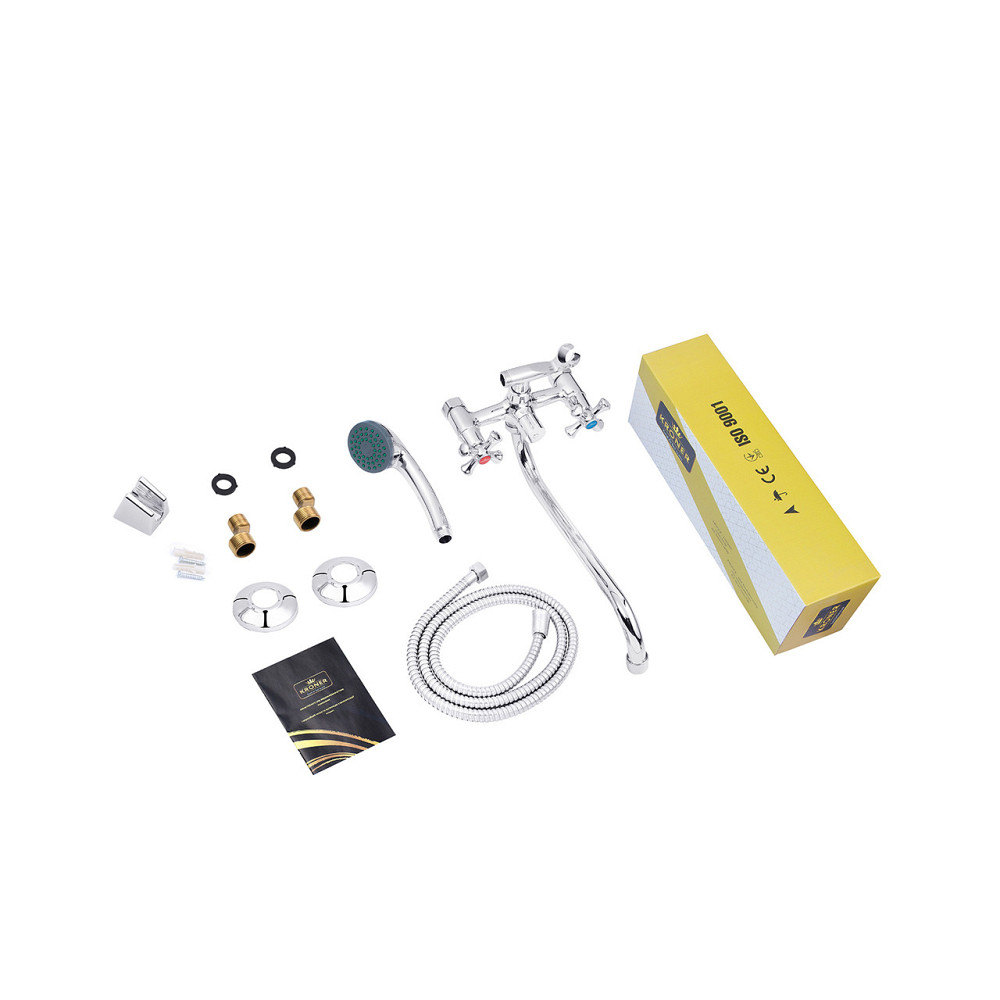 Змішувач для ванни Kroner KRM Rhein - C071 з душовим гарнітуром, хром Київ - фото 7