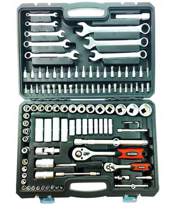 Набір гайкових ключів BX-012M 110 предметів з тріскачками, насадками Torx та шестигранниками Одеса - фото 1