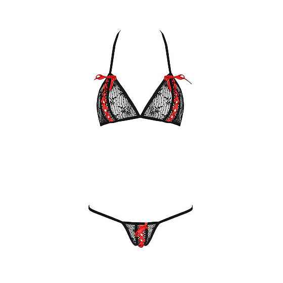 Комплект белья Passion MELISSA BIKINI XXL/XXXL, black, лиф со шнуровкой и трусики стринги Sex Aura Киев
