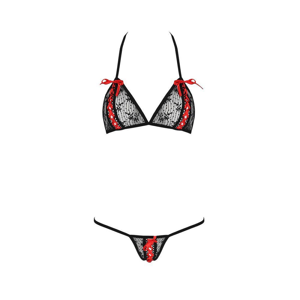 Комплект белья Passion MELISSA BIKINI XXL/XXXL, black, лиф со шнуровкой и трусики стринги Sex Aura Киев - изображение 5