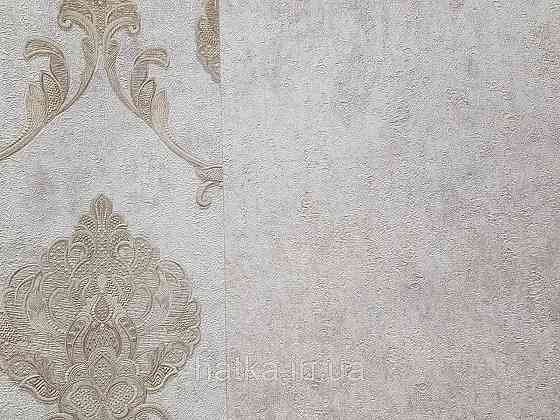 Шпалери вінілові на флізеліні Grandeco Anastasia метрові структурні під штукатурку кремові Київ