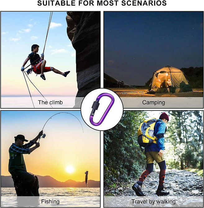 Карабин алюмінієвий кольоровий для туризму 8 см Київ - фото 8