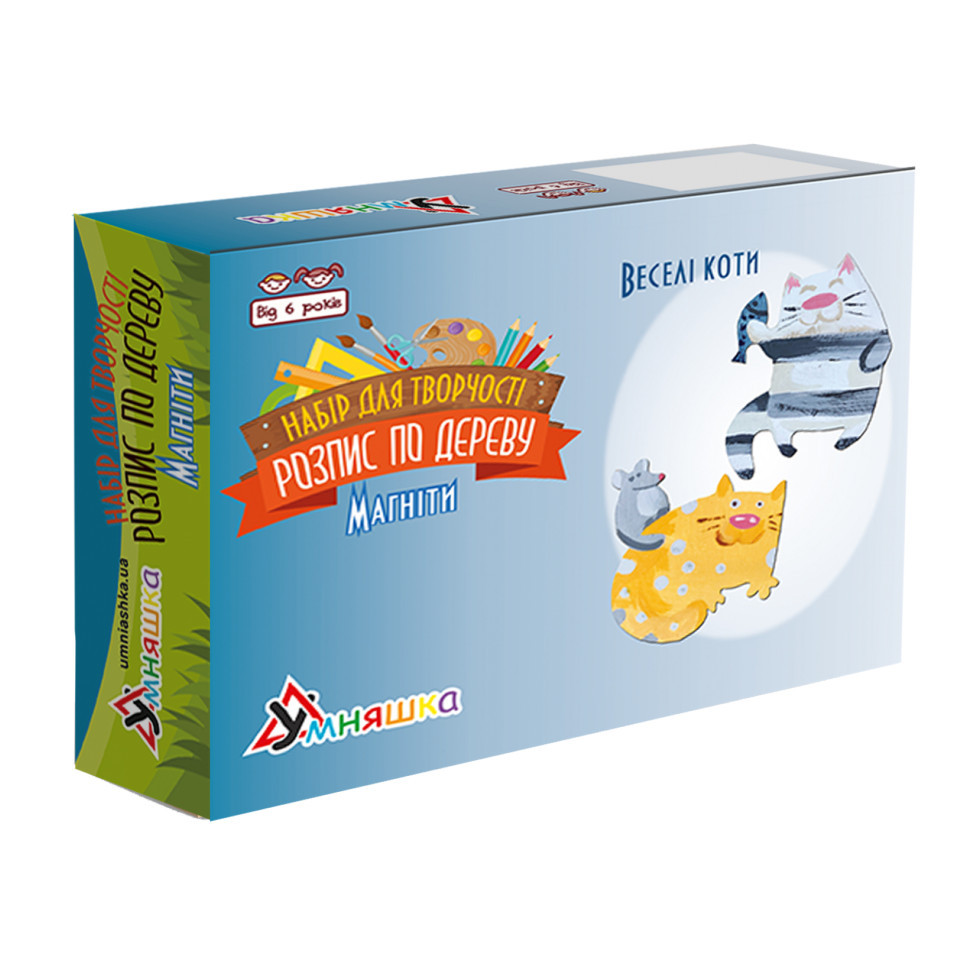Набір дитячої творчості Розпис по дереву "Магніти-веселі коти" РД-011 Вінниця - фото 1