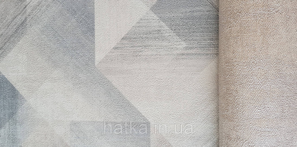 Шпалери вінілові на флізеліні Grandeco Universe метрові абстракція фігури 3д сірі беж блакитні білі срібло Київ - фото 2