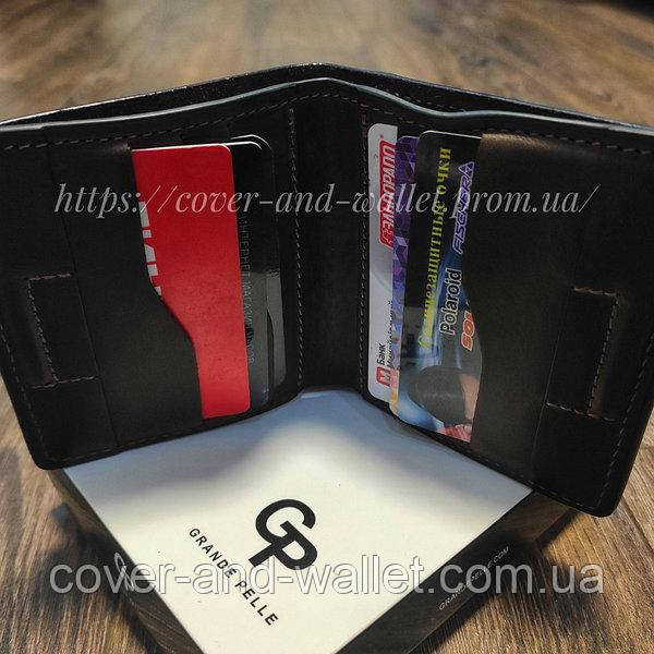 Компактний вертикальний портмоне на магнітах із натуральної шкіри Grande Pelle Lettera Київ - фото 4