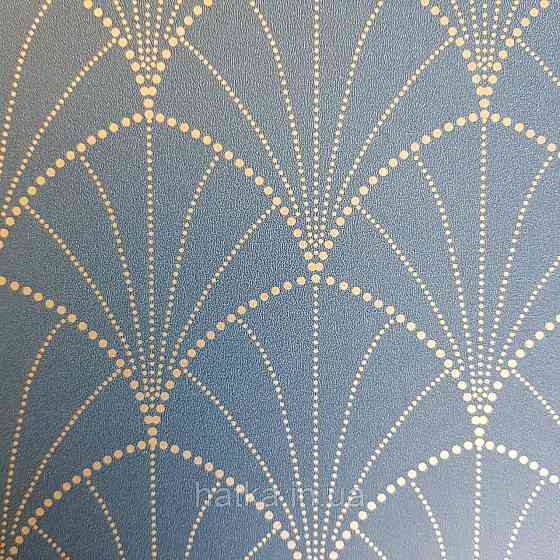 Шпалери вінілові на флізелін Caselio The Place to bed 0.53х10 м геометрія фігури золотисті смуги на синьому 3д Київ