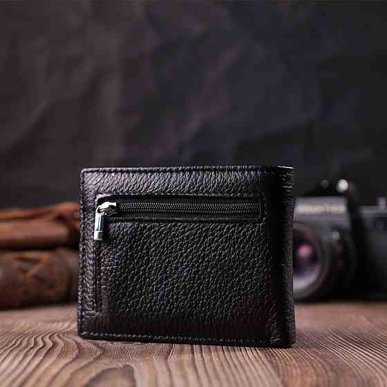 Якісний затиск із натуральної шкіри ST Leather 22472 Чорний Київ