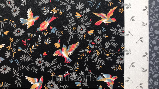 Шпалери вінілові на флізелін Petite Fleur 4 Rasch Texti 288666 на чорному тлі птиці квіти Київ