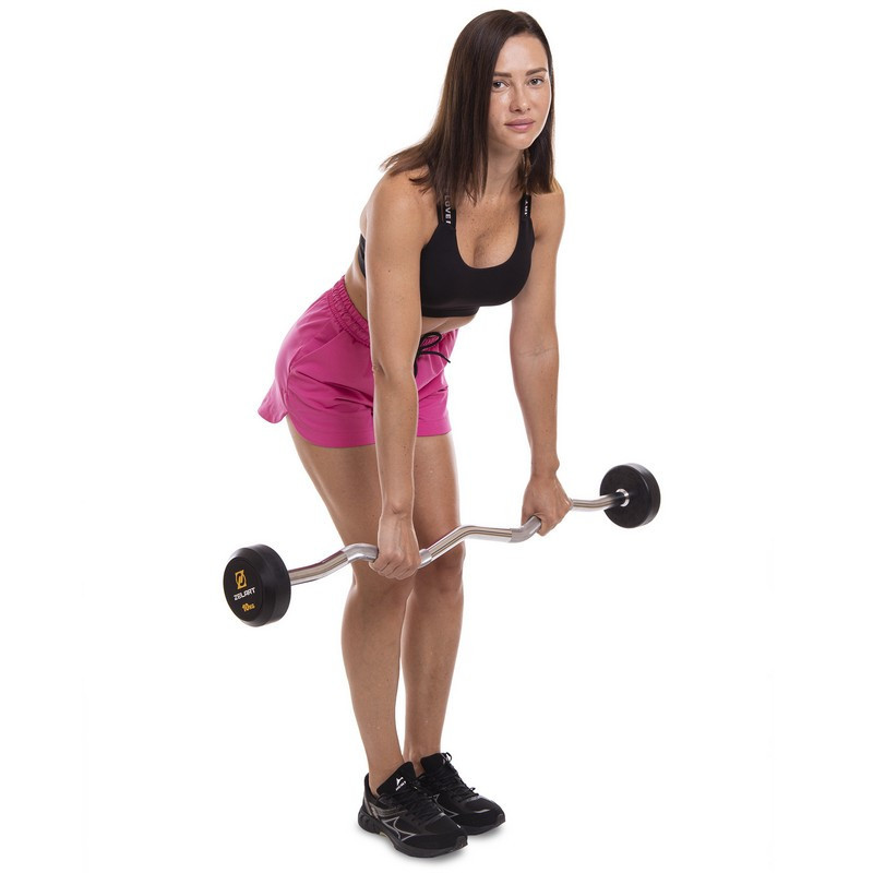 Штанга фіксована вигнута прогумована Zelart 2687-10 довжина 95 см 10 кг Київ - фото 7