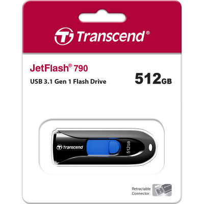 USB флеш накопичувач Transcend 512GB JetFlash 790 Black USB 3.1 (TS512GJF790K) Вінниця - фото 4