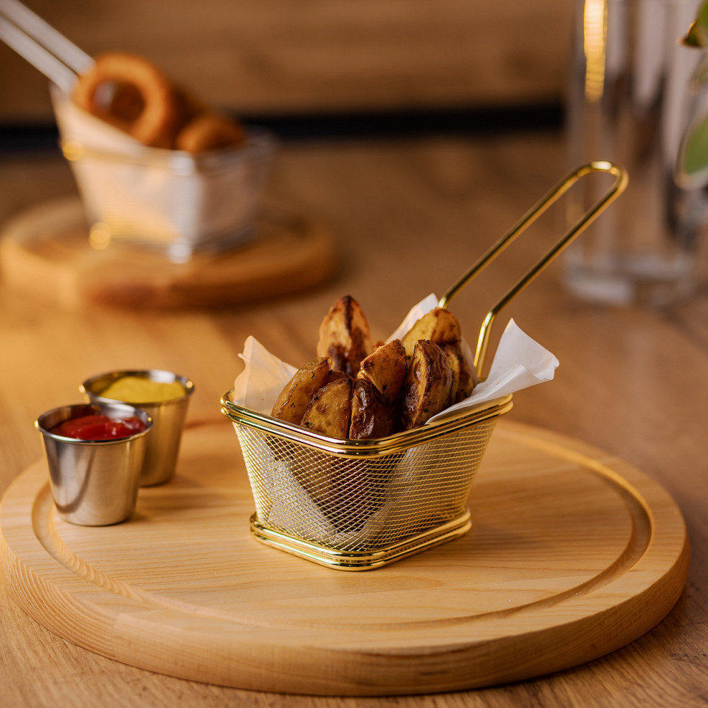 Корзина для подачі картоплі фрі та снеків Золота 10.5 см Київ - фото 2