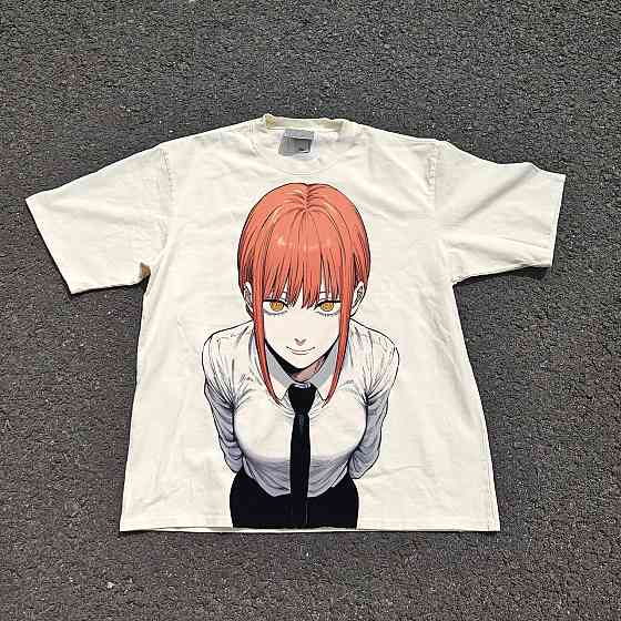 Футболка чоловіча з принтом аніме Людина-бензопила Макіма Аніме Ксм оверсайз (S/M/L) Черний Дніпро