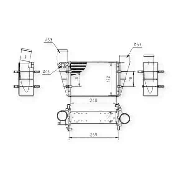 Радіатор інтеркулера автомобіль Ауді A4, A6, автомобіль Фольцваген Passat 1.8T, 1.9TDI (95-05) Мукачево