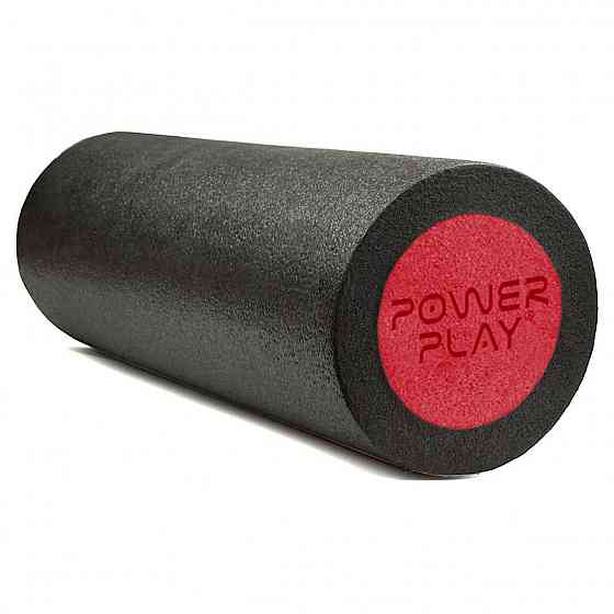 Масажний ролик (роллер) гладкий PowerPlay 4021 Fitness Roller Чорно-червоний (30x15см.) Каменское