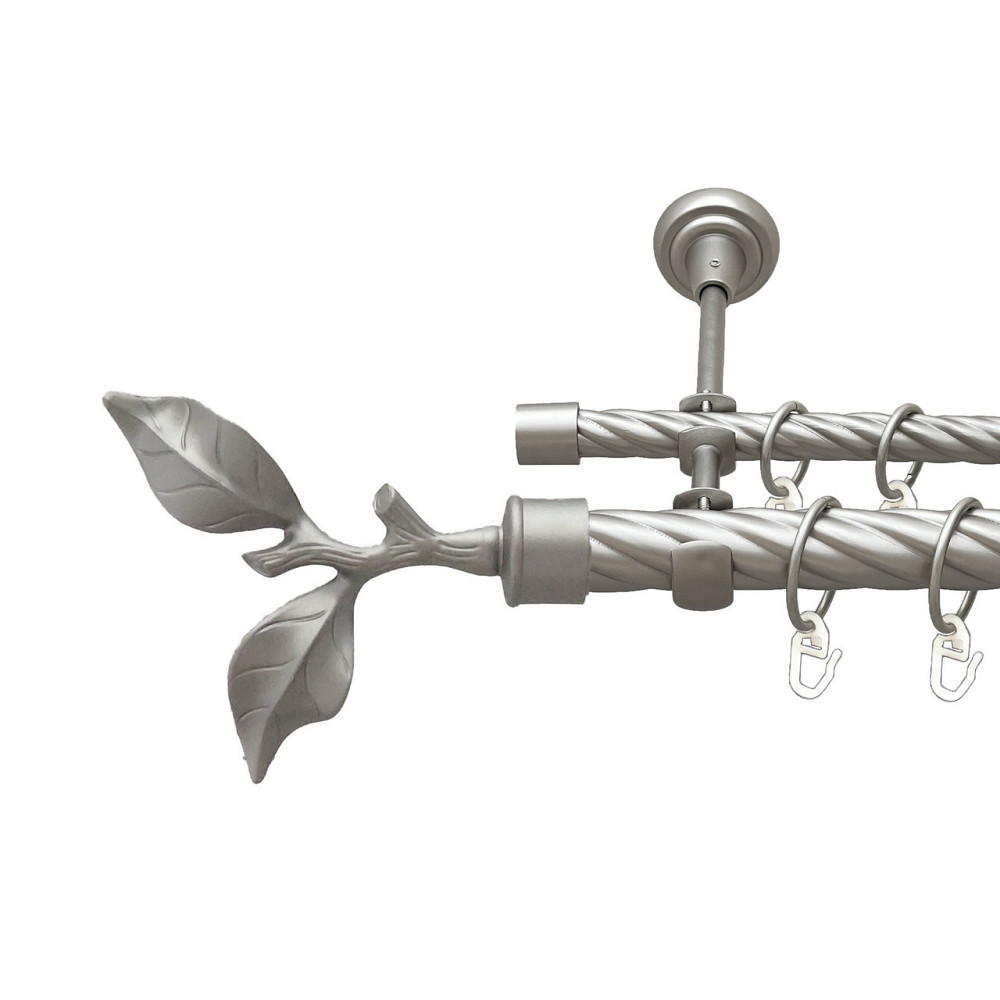 Карниз Orvit Листок Троянди металевий дворядний відкритий скручена труба кільце металеве Сатин 25\16 мм 160 см (00-00023556) Львів - фото 1