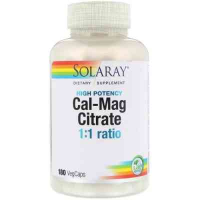 Мінерали Solaray Кальцій І Магній, Cal-Mag Citrate, High Potency, 180 капсул (SOR-04525) Вінниця