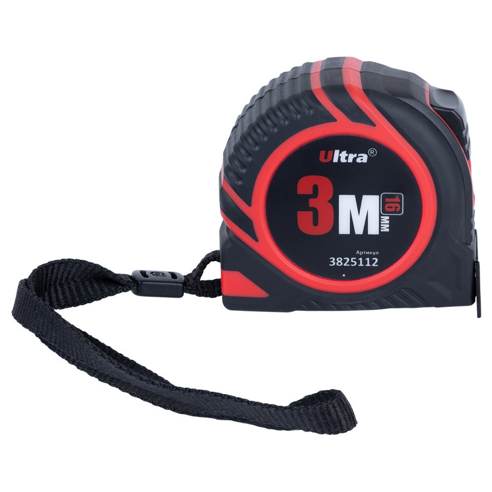 Рулетка обрезиненная с нейлоновым покрытием полотна 3м×16мм ULTRA (3825112) Киев - изображение 3