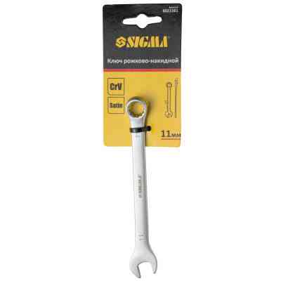 Ключ Sigma рожково-накидной 11мм CrV satine с подвесом (6021561) Винница