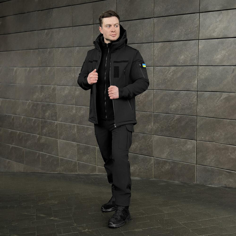 Мужская черная демисезонная куртка Pobedov Motive с липучками Киев - изображение 8