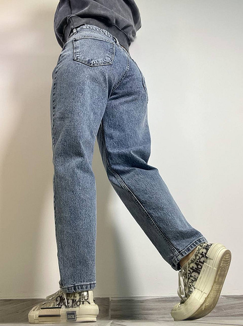 Джинсы женские SL 9001 MOM fit высокая посадка большие размеры стрейчевые светло-синие, светло-синий Одесса - изображение 9