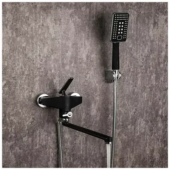 Змішувач для ванни з душовим гарнітуром Frap F2257 чорний/хром Київ