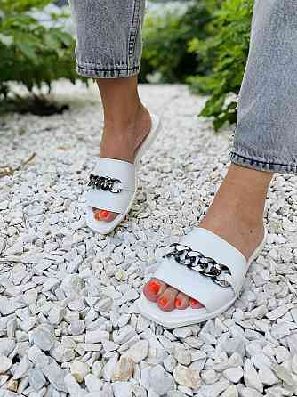 LaDi Шльопанці жіночі LaDi Цепи білі (літо, шкіра натуральна) (4592) Коломыя