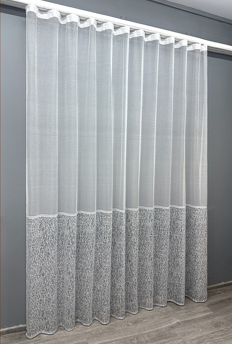 Тюль VR-Textil 1672т Жаккард Белый с серым 300х270 см (42-0686) Киев - изображение 3
