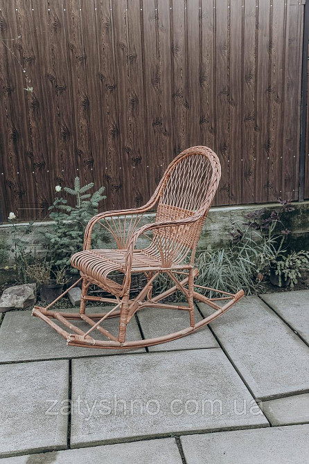 Крісло гойдалка плетена для дому | Крісло-гойдалка плетене з лози | крісло качалка для дачі Київ - фото 1