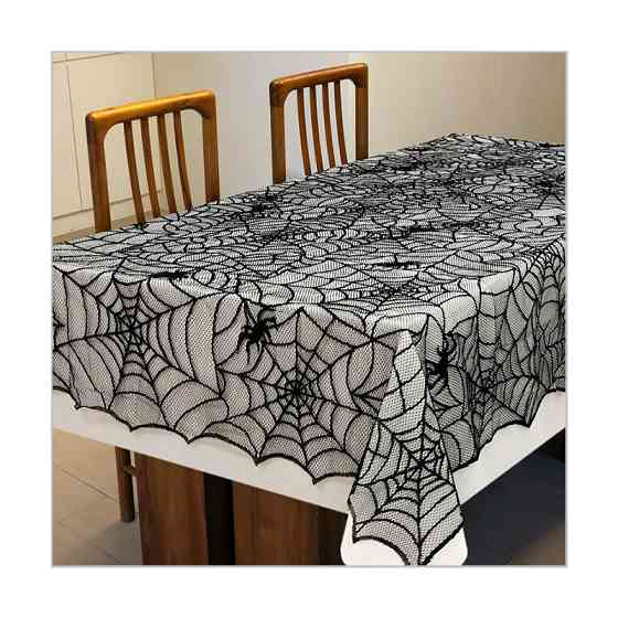 Скатертина на Хелловін Павутина 183 на 137 см чорний Київ