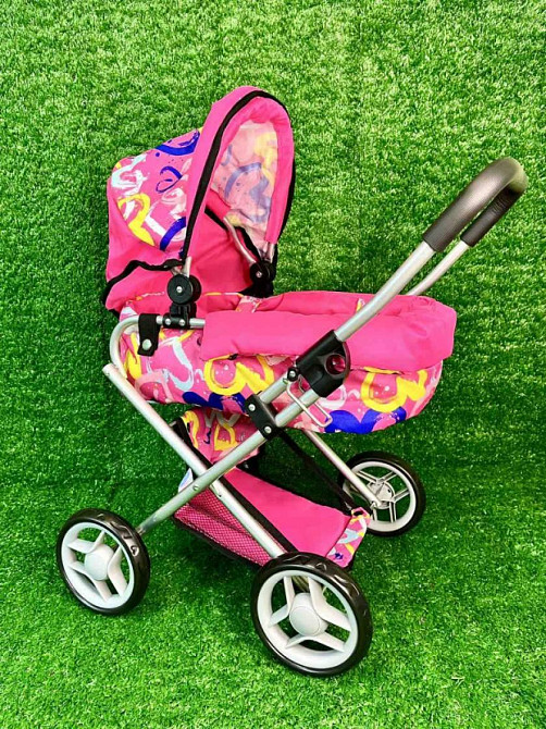 Коляска для ляльки Melogo металева з люлькою-перенескою кошиком Малинова (9369/82100) Чернігів - фото 6