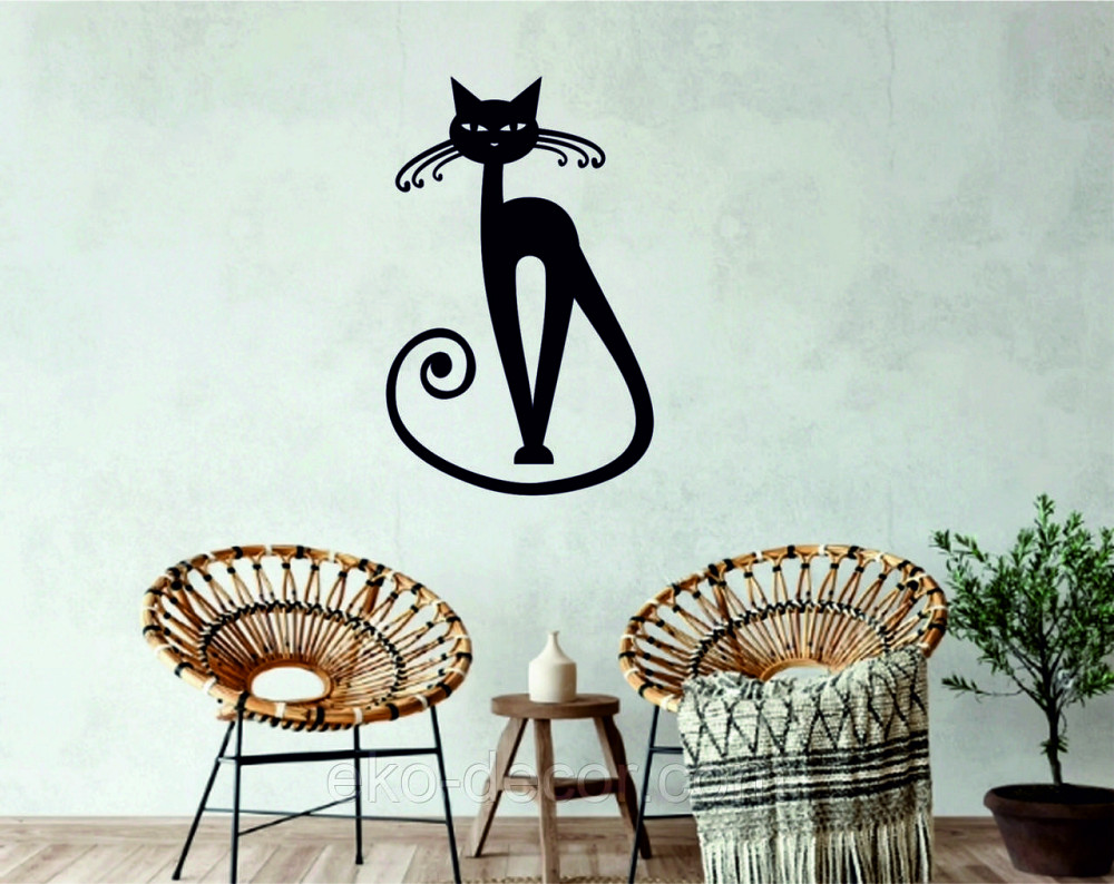 Декоративное настенное Панно «Кот» Декор на стену 110*70 см, Черный Киев - изображение 4