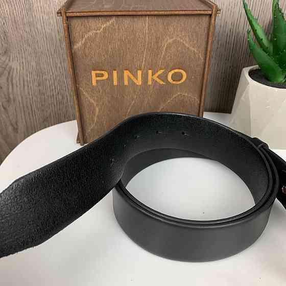 Жіночий шкіряний поясний ремінь у стилі Pinko з золотистими пташками ( 22538 ) Харьков