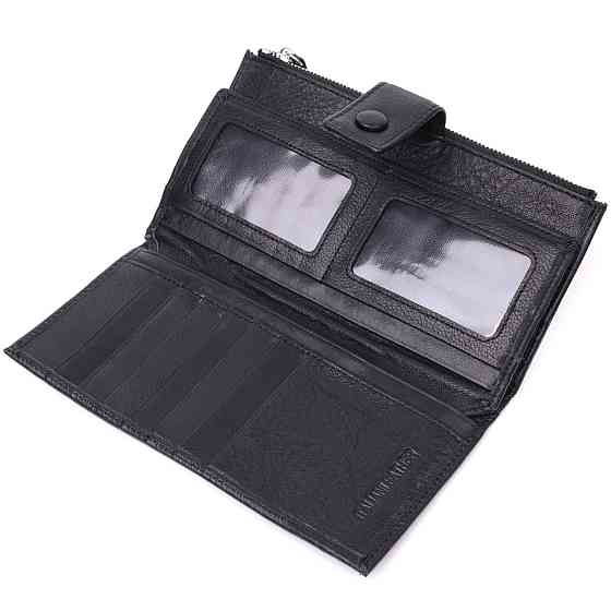 Лаконічний жіночий вертикальний гаманець-клатч із натуральної шкіри ST Leather 22537 Чорний Київ