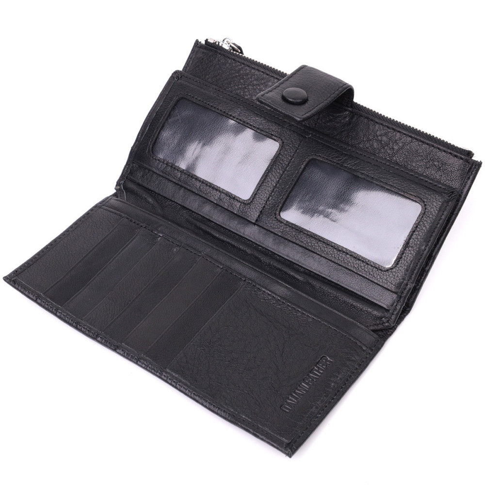 Лаконичный женский вертикальный кошелек-клатч из натуральной кожи ST Leather 22537 Черный Киев - изображение 6